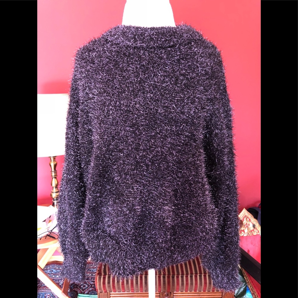 Black and Silver Metallic Oversized Sweater